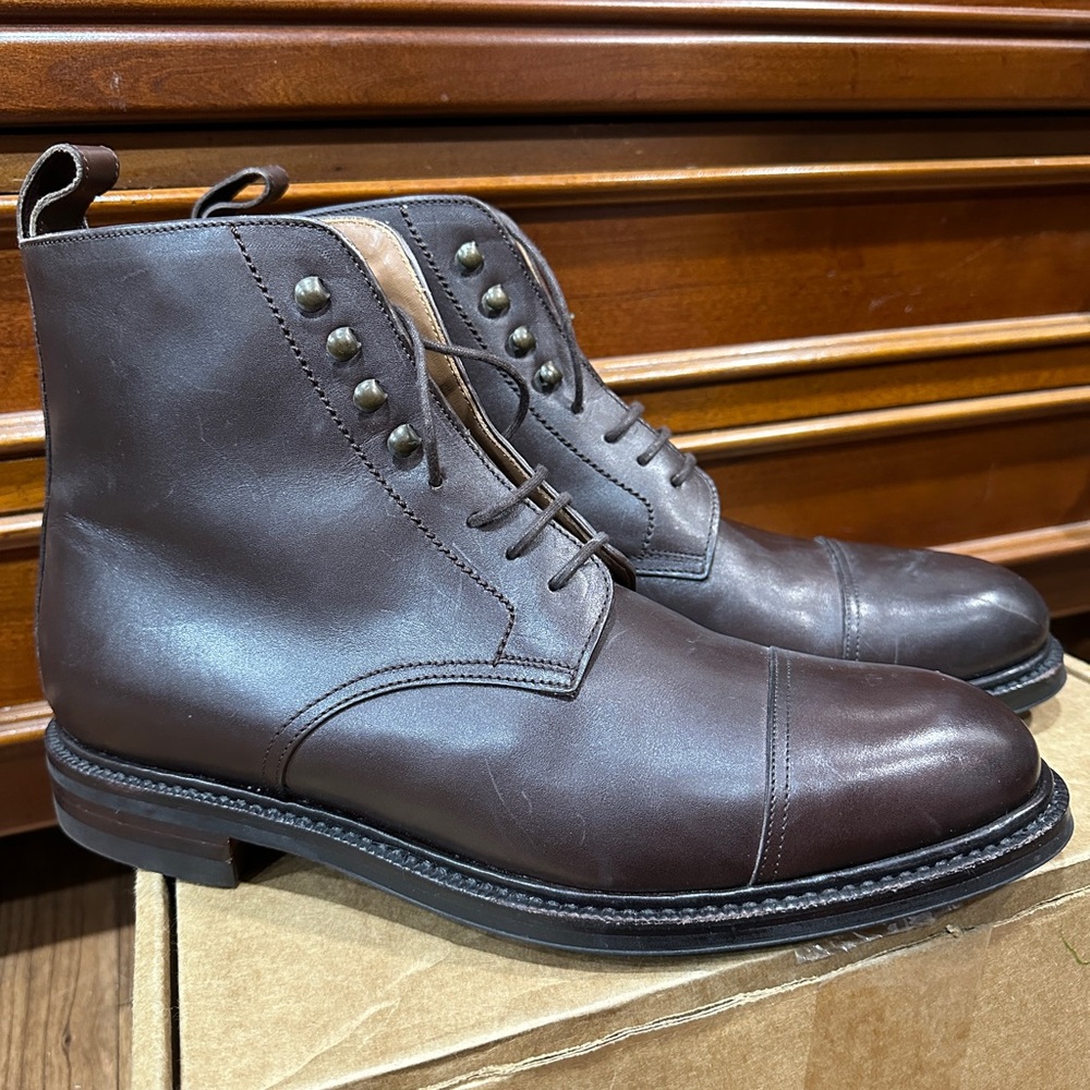 MEERMIN DERBY BOOT UK 7.5 US 8.5 D CAP TOE RUI LAST Brown Dress Boots